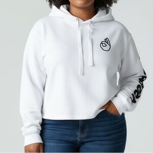 SONCY CROPPED OKURRRR HOODIE WHITE AND BLACK SIZE size 12 nwt